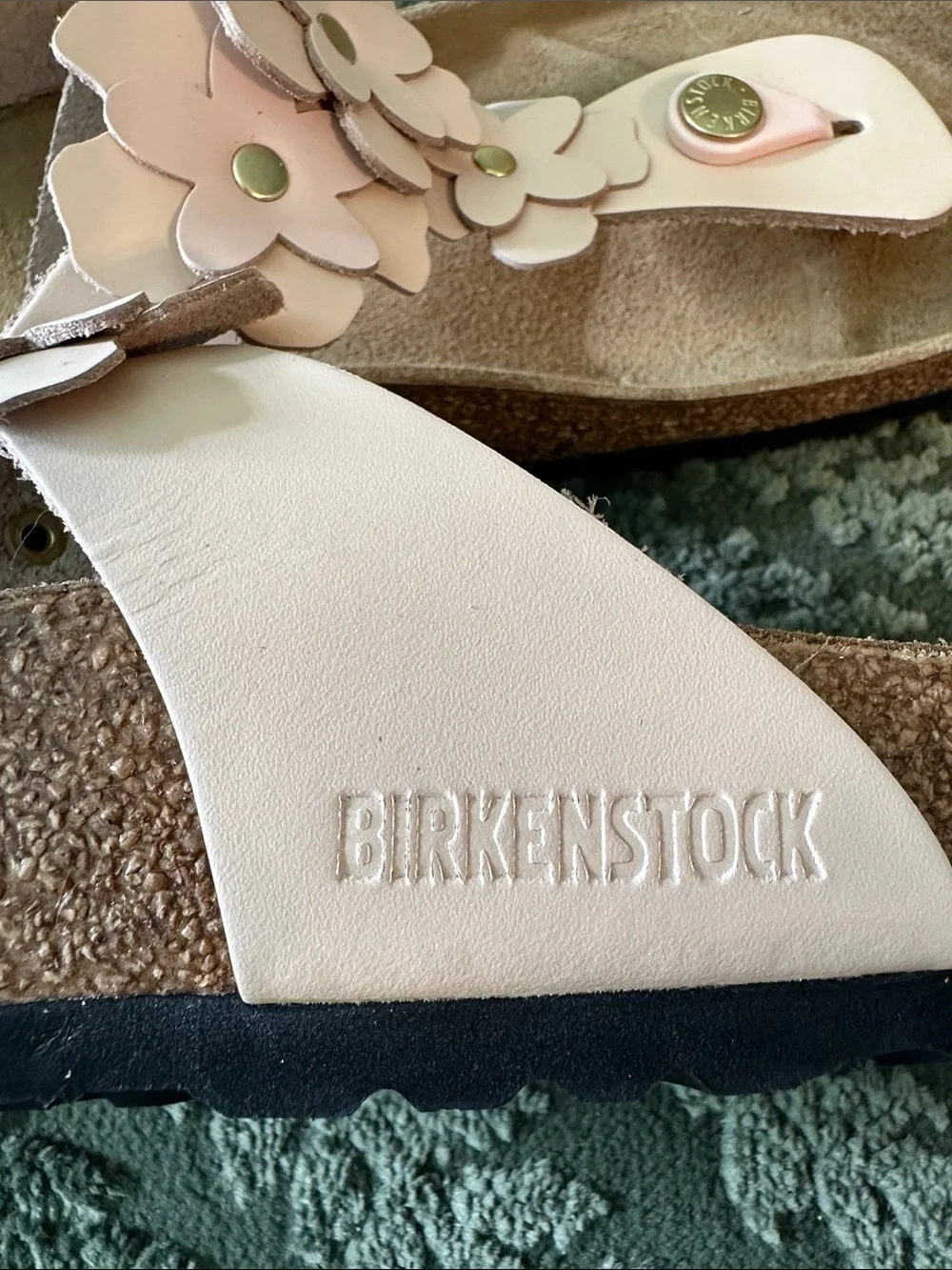 Birkenstock Gizeh Pink Floral Leather Thong Sandals - Picture 5 of 9
